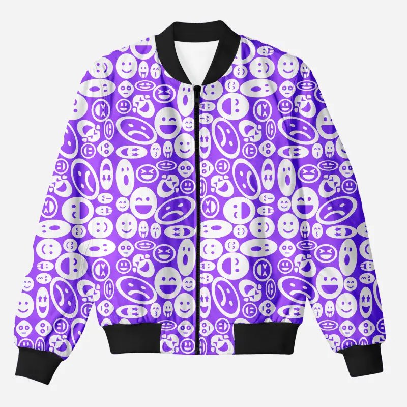 Emoji Adults Purple Bomber Jacket - Image 1