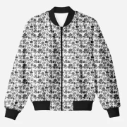 Floral Black White Printed Bomber Jacket
