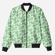 Green Leaves Unisex Printed Bomber Jacket