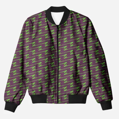 Magenta Waves Unisex Printed Bomber Jacket