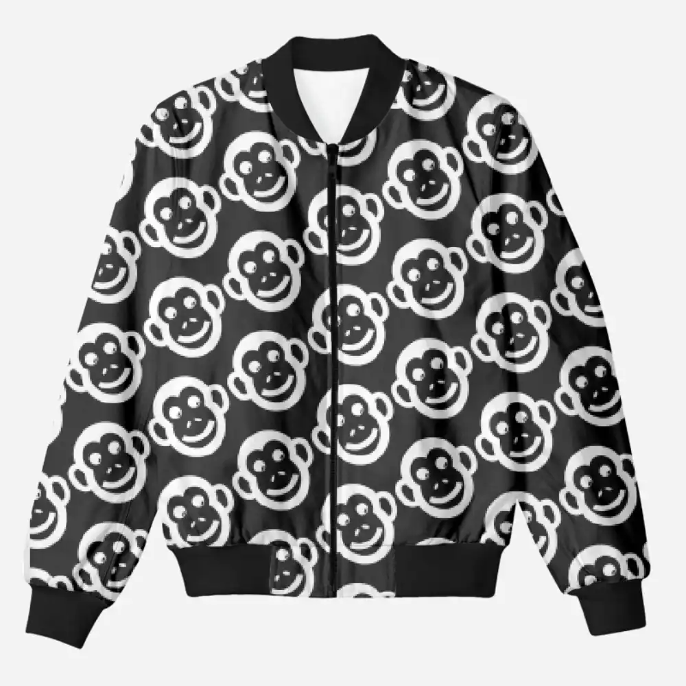 Monkeys Unisex Printed Bomber Jacket - Image 1