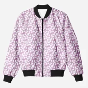 Floral Leaves Peach Color Printed Bomber Jacket