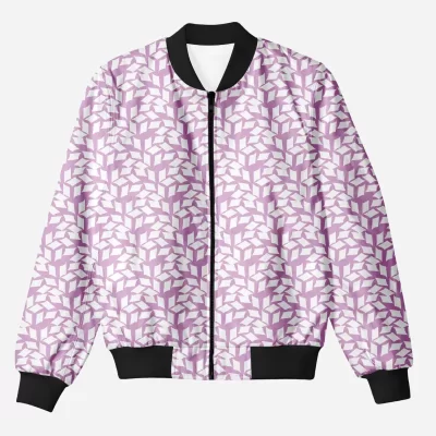 Floral Leaves Peach Color Printed Bomber Jacket