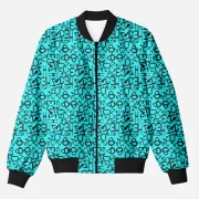 Typographic Sky Blue Adults Printed Bomber Jacket