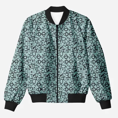 Typographic Teal Green Adults Bomber Jacket