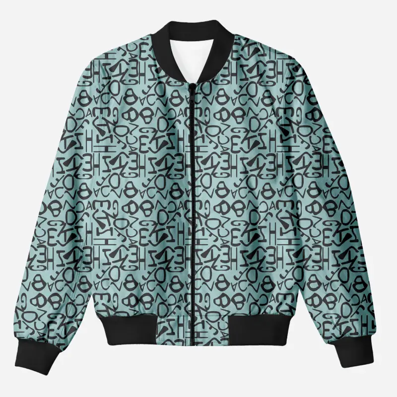 Typographic Teal Green Adults Bomber Jacket - Image 1