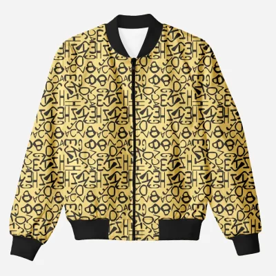 Typographic Yellow Printed Bomber Jacket