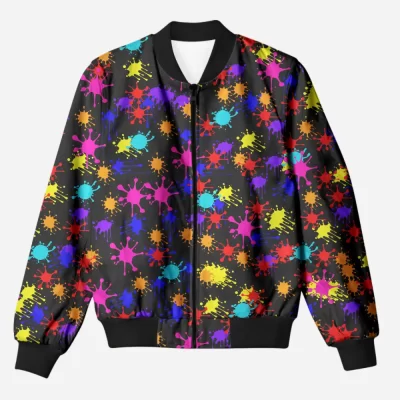 Colorful Splash Printed Bomber Jacket