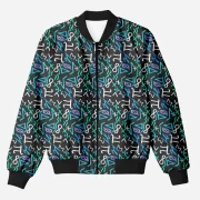 Typographic Math Black Printed Bomber Jacket