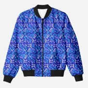Typographic Math Blue Printed Bomber Jacket