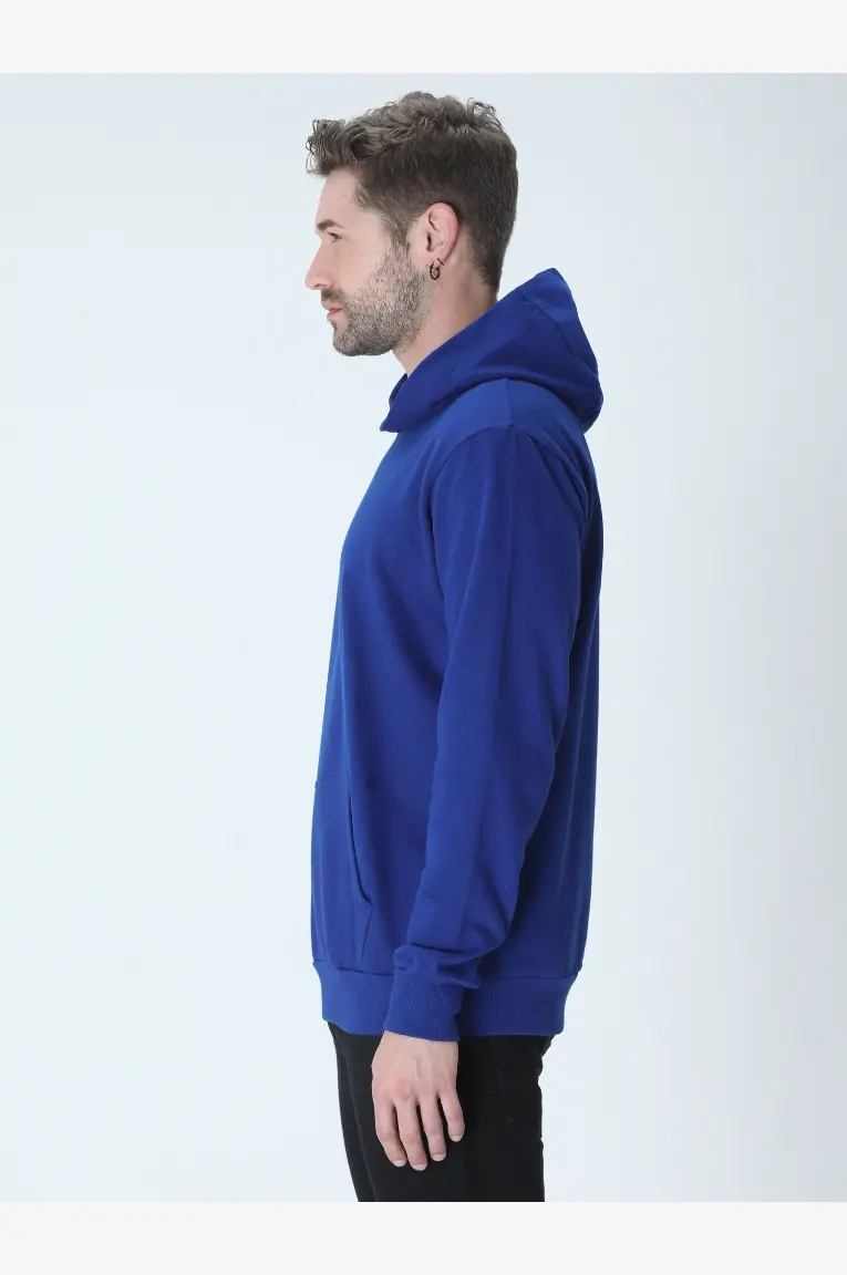 Solid Plain Men & Women Hoodie Royal Blue - Image 4