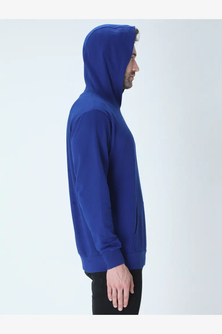Solid Plain Men & Women Hoodie Royal Blue - Image 3