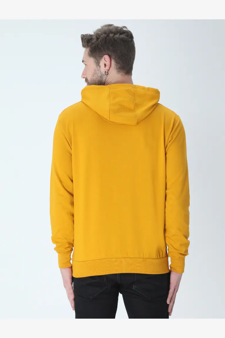 Solid Plain Cotton Hoodie Mustard Yellow - Image 3