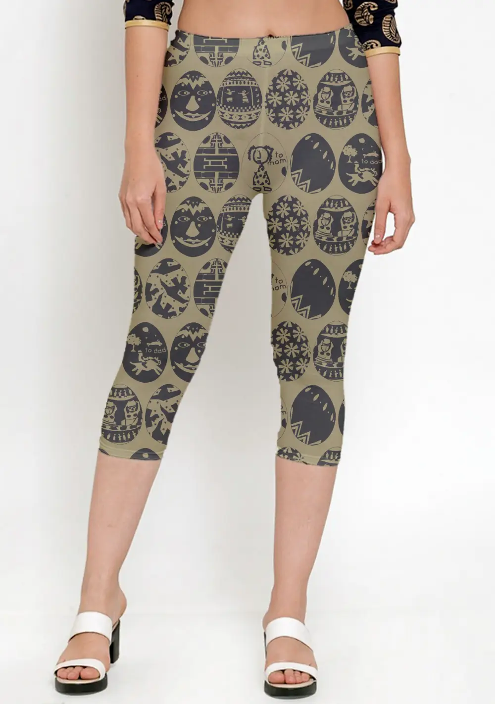 African Egg Printed Women Capri Leggings Pant