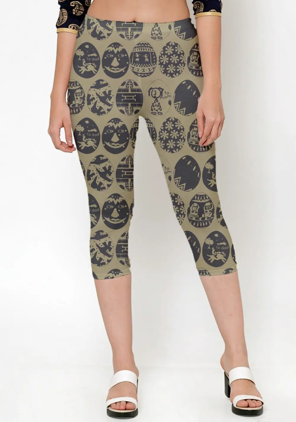 African Egg Printed Women Capri Leggings Pant - Image 2
