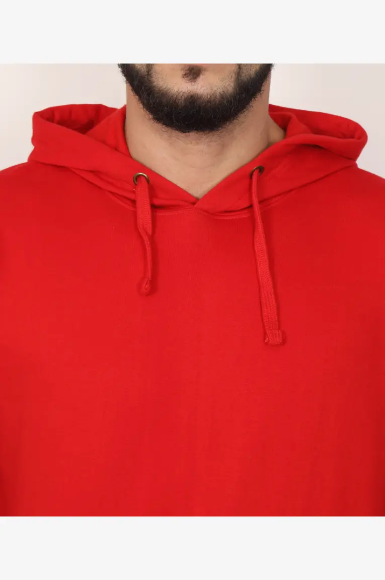 Men & Women Plain Cotton Hoodie Red - Image 3