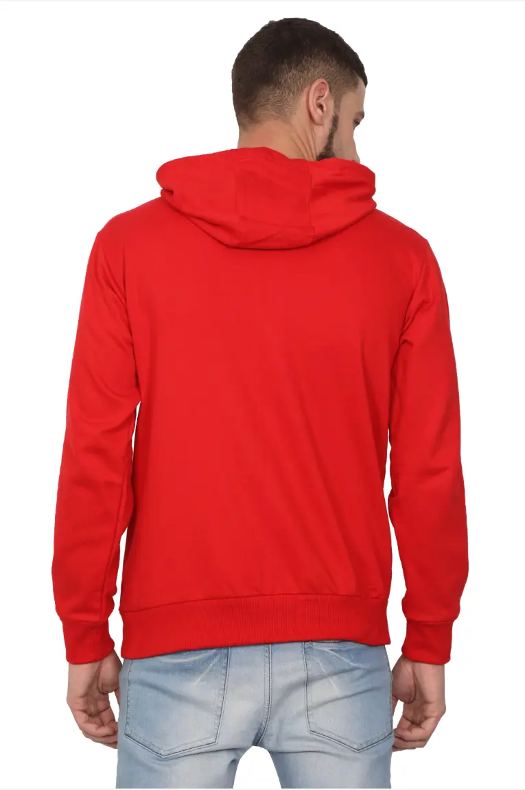 Men & Women Plain Cotton Hoodie Red - Image 5