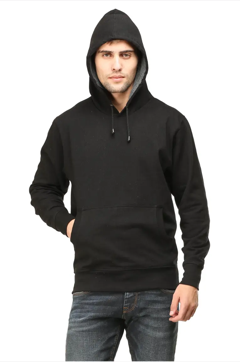 Men & Women Hoodie Sweatshirt Solid Black - Image 6