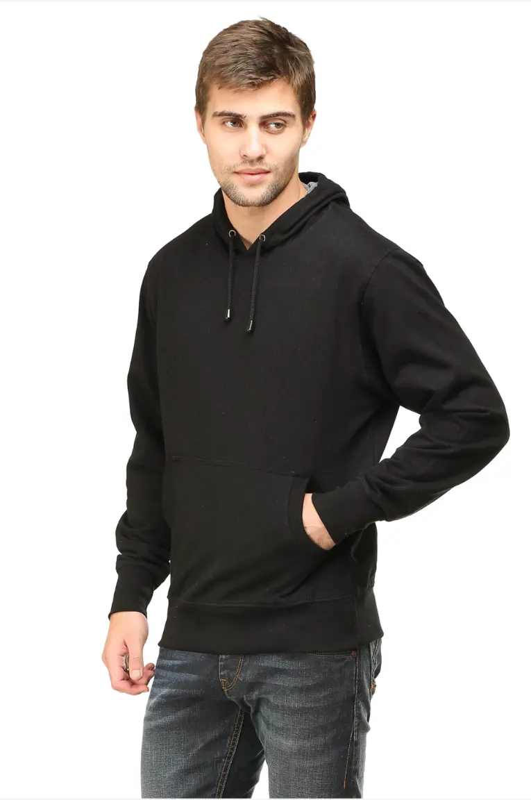 Men & Women Hoodie Sweatshirt Solid Black