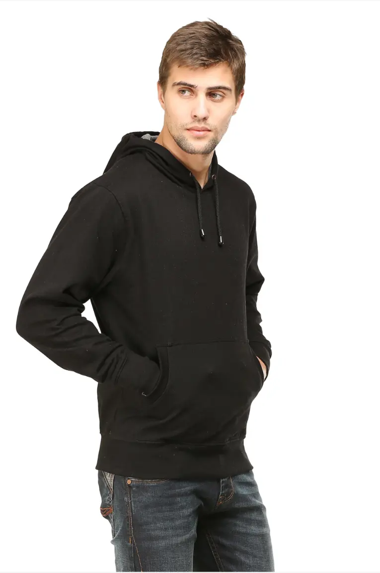 Men & Women Hoodie Sweatshirt Solid Black - Image 3
