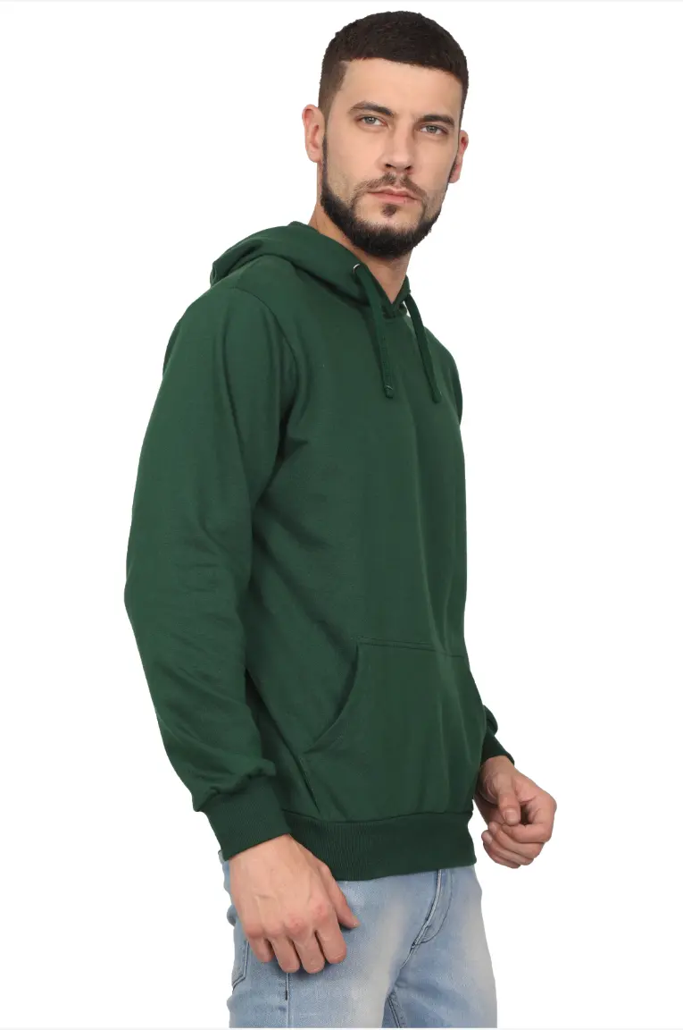 Men & Women Cotton Hoodie Sweatshirt Bottle Green - Image 2