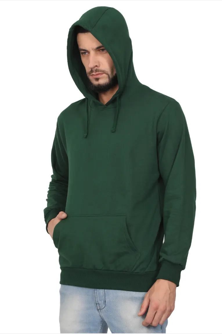 Men & Women Cotton Hoodie Sweatshirt Bottle Green