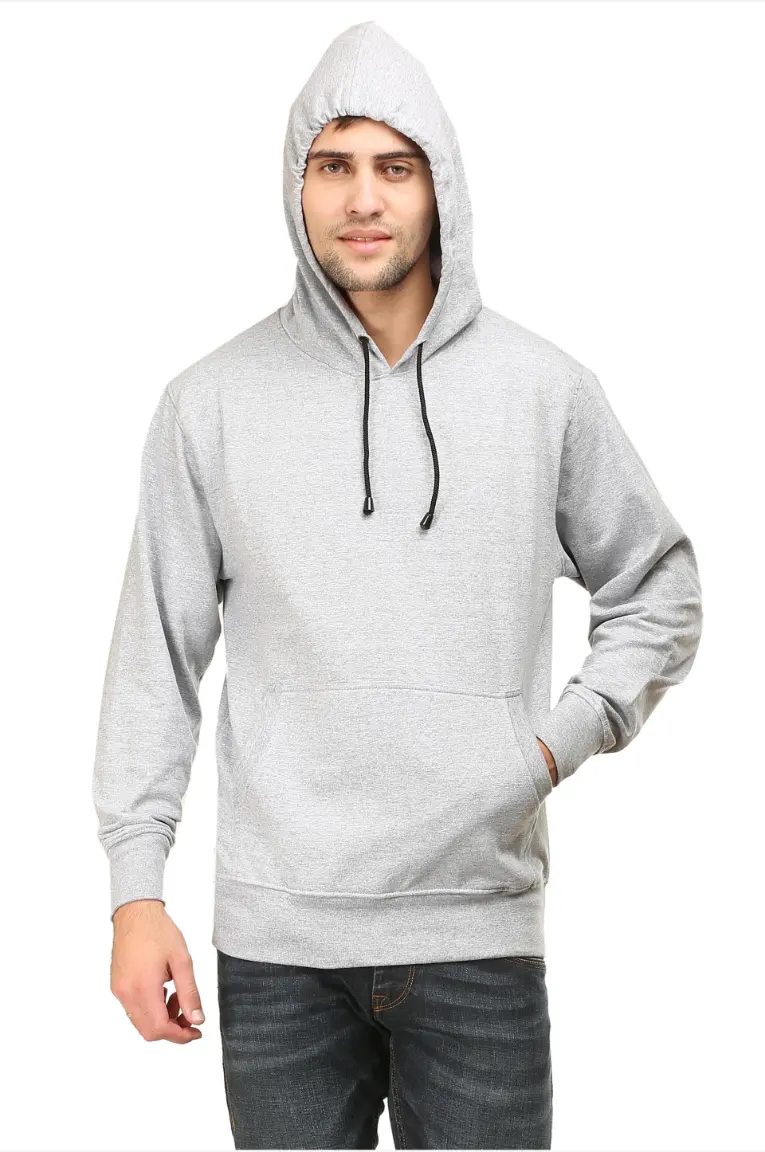 Men & Women Hooded Sweatshirt Mélange Grey - Image 4