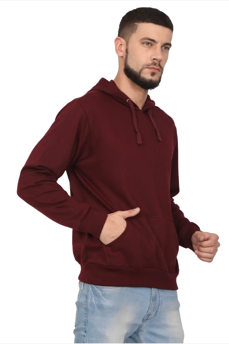 Men & Women Bio-Washed Maroon Hoodie Sweatshirt - Image 5