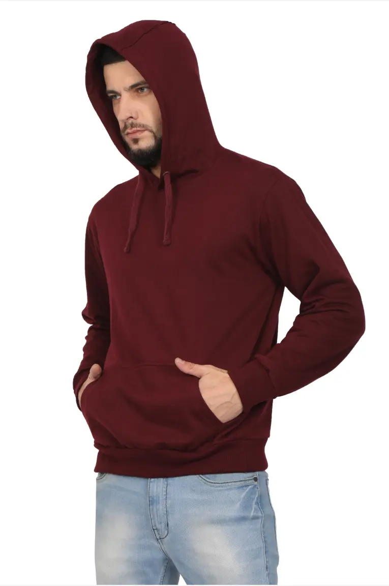 Men & Women Bio-Washed Maroon Hoodie Sweatshirt - Image 2