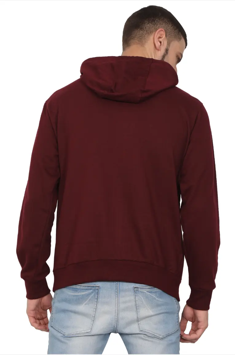 Men & Women Bio-Washed Maroon Hoodie Sweatshirt - Image 4