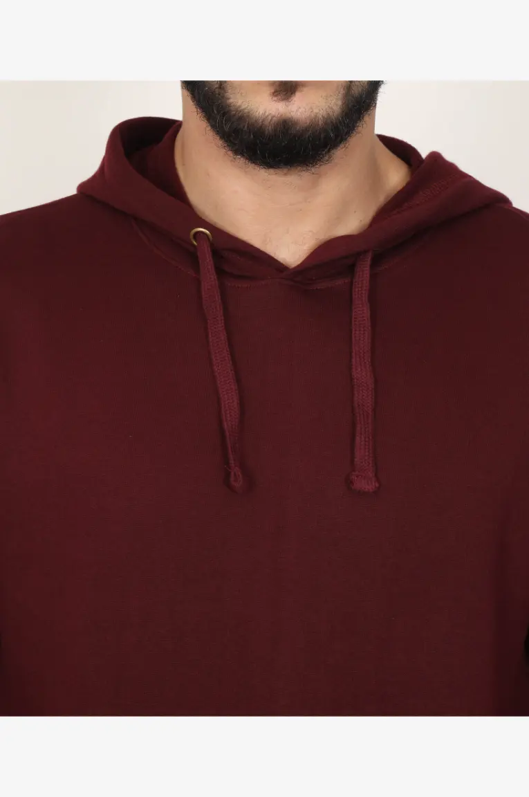 Men & Women Bio-Washed Maroon Hoodie Sweatshirt - Image 6