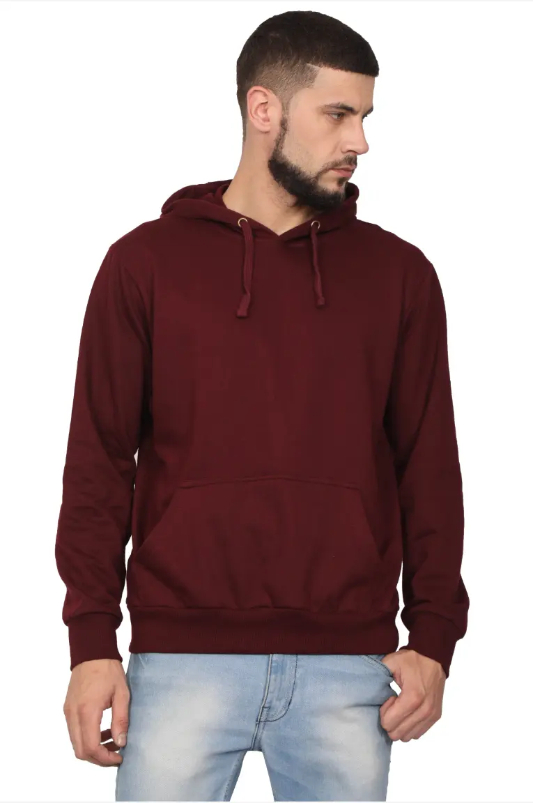Men & Women Bio-Washed Maroon Hoodie Sweatshirt