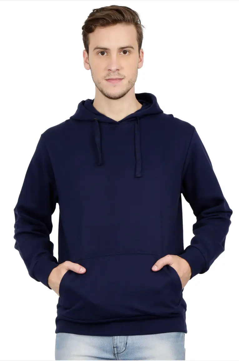 Men & Women Navy Blue Hoodie Sweatshirt - Image 5