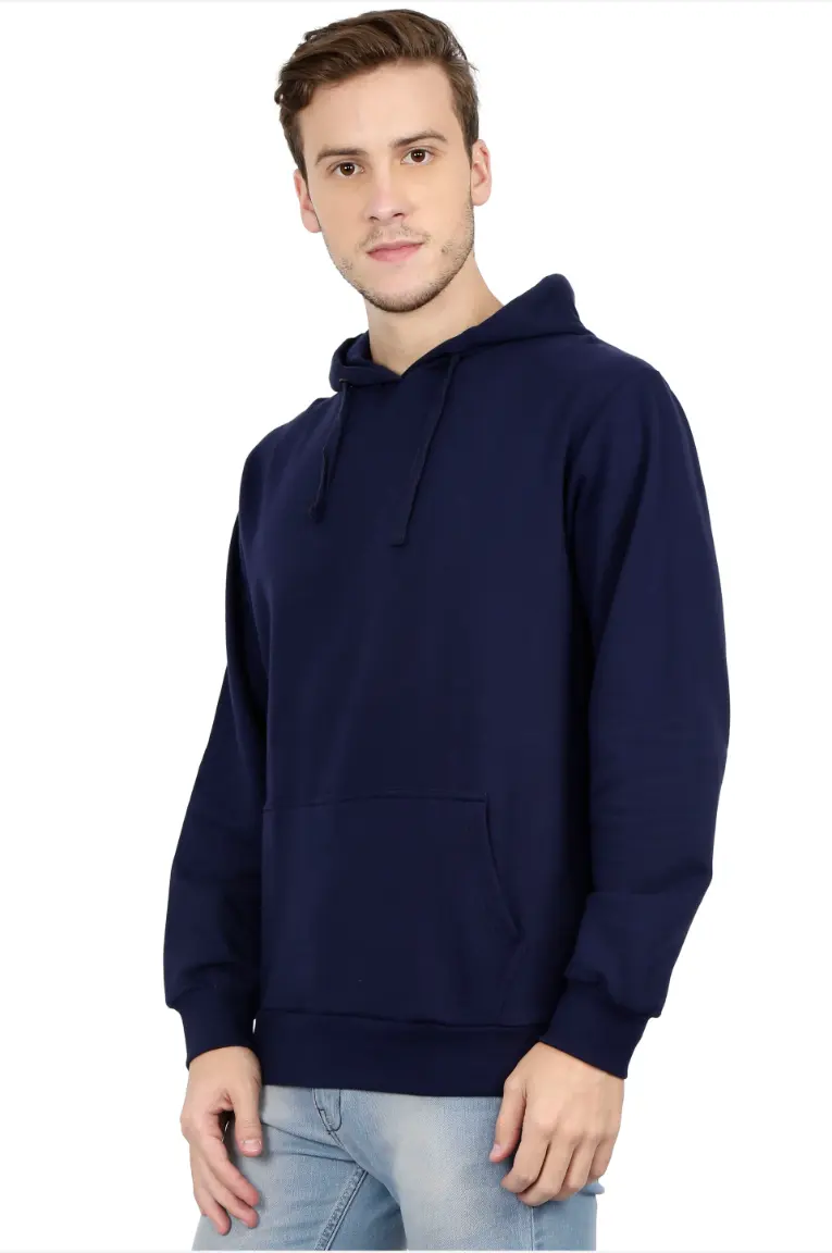Men & Women Navy Blue Hoodie Sweatshirt - Image 4