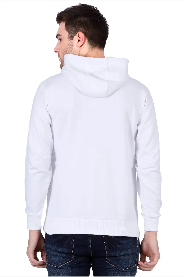 Men & Women Plain Cotton White Pullover Hoodie - Image 5