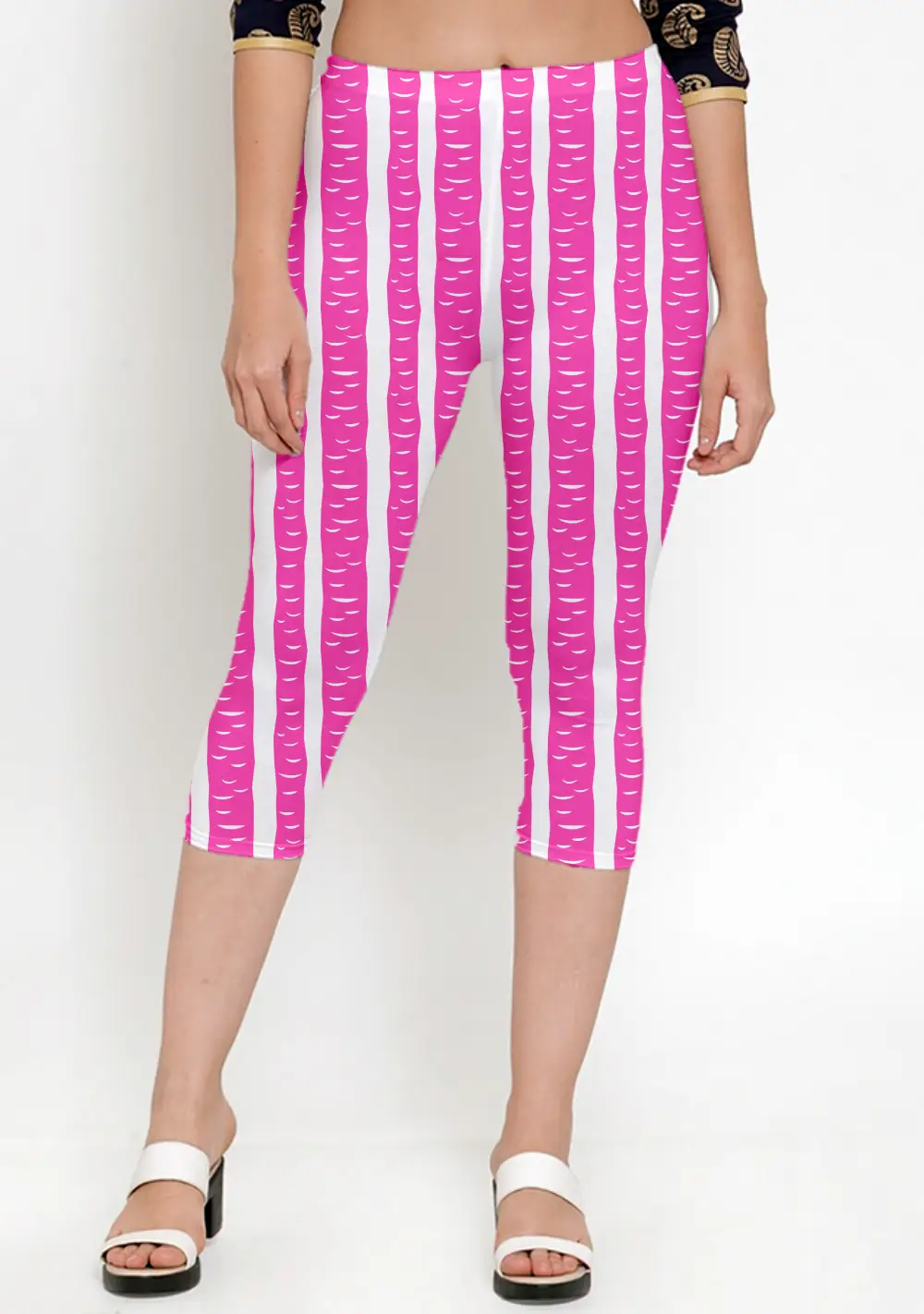 Rani Color Striped Pattern Women Capri Leggings Pant