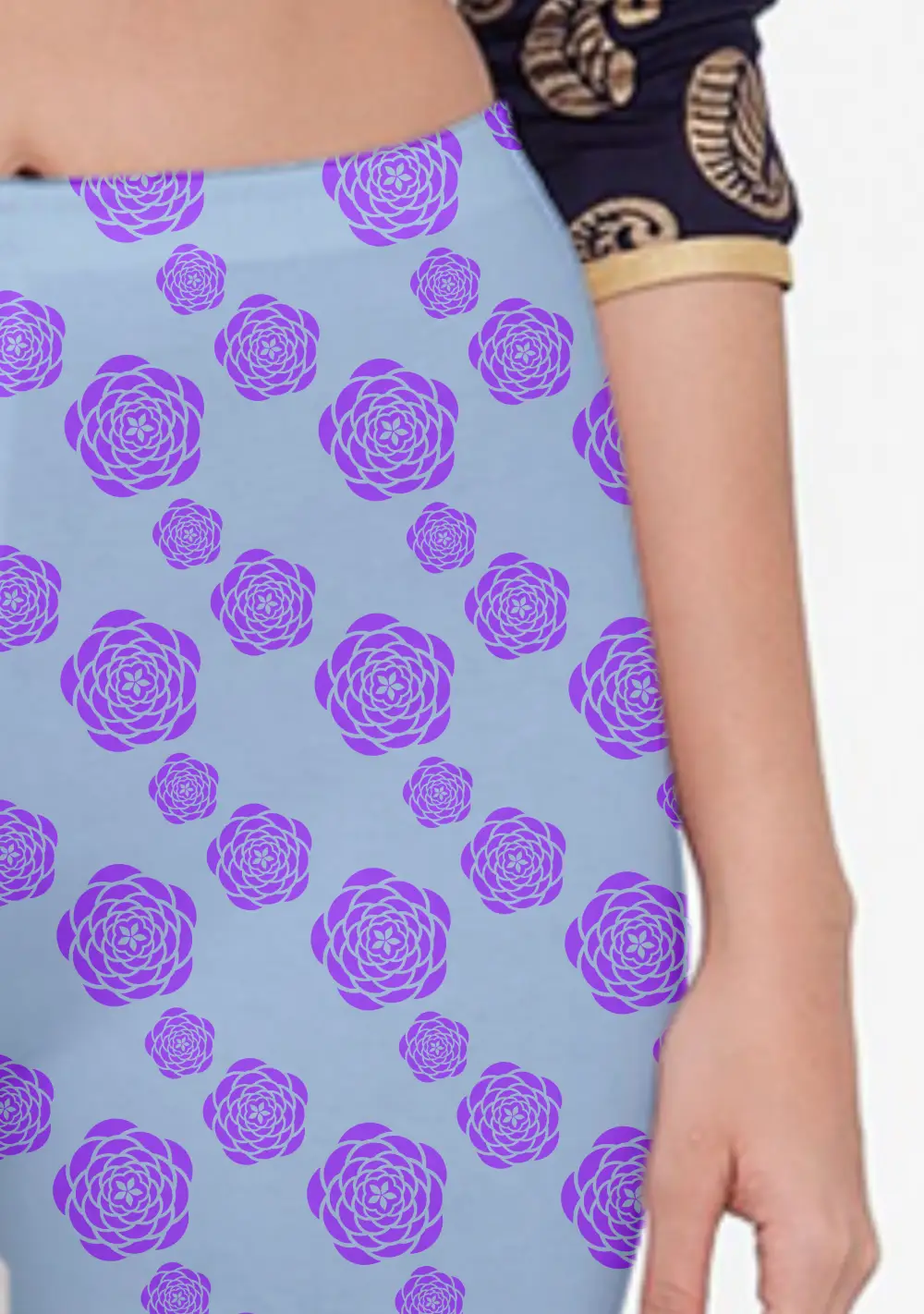 Floral Purple Women Capri Leggings Pant - Image 3