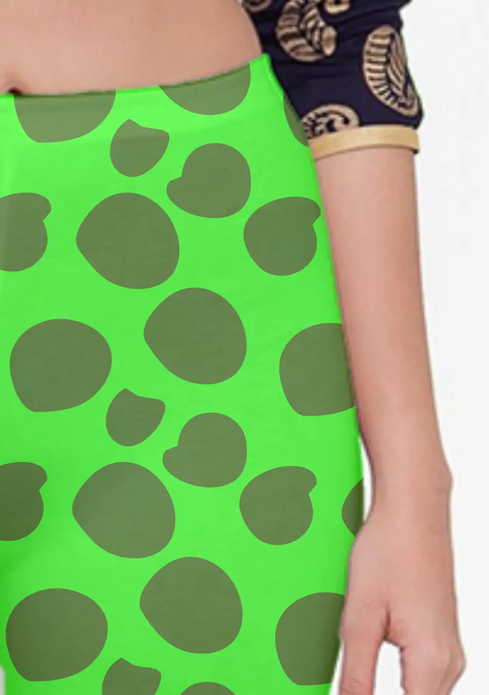 Polka Dots Green Women Capri Leggings Pant - Image 2