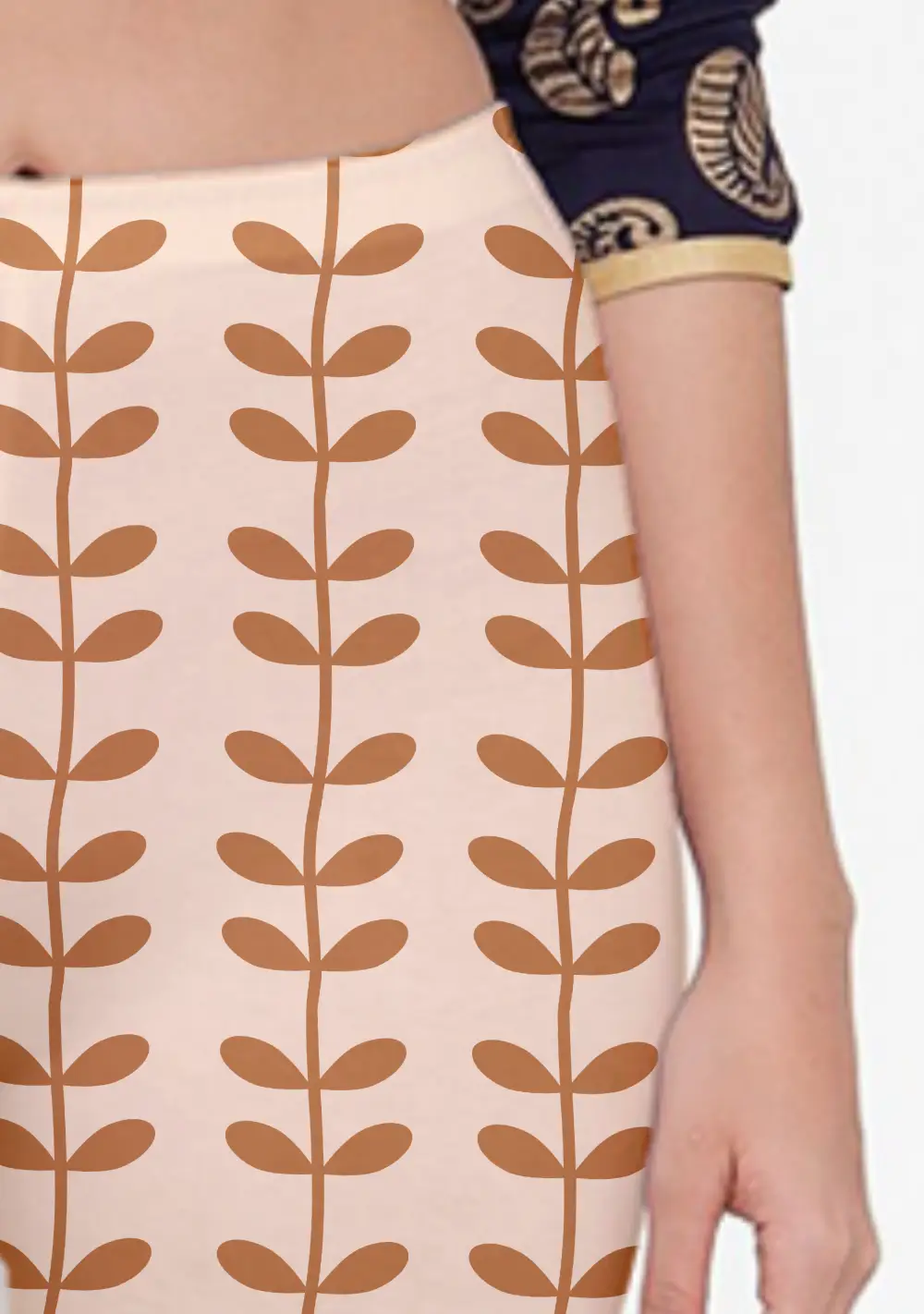 Leave Strips Brown Women Capri Leggings Pant - Image 2