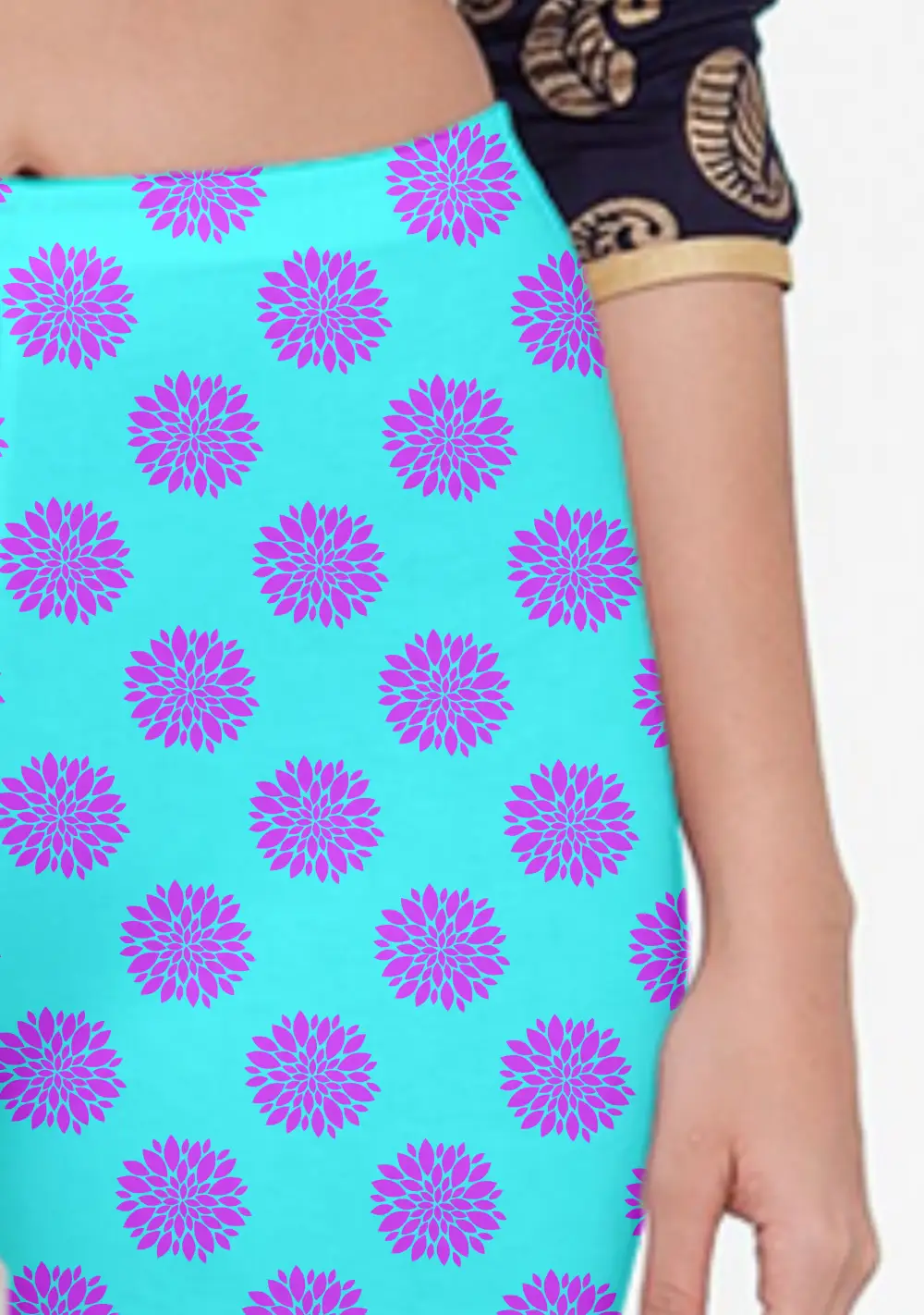 Flower Prints Sky Blue Women Capri Leggings Pant - Image 2