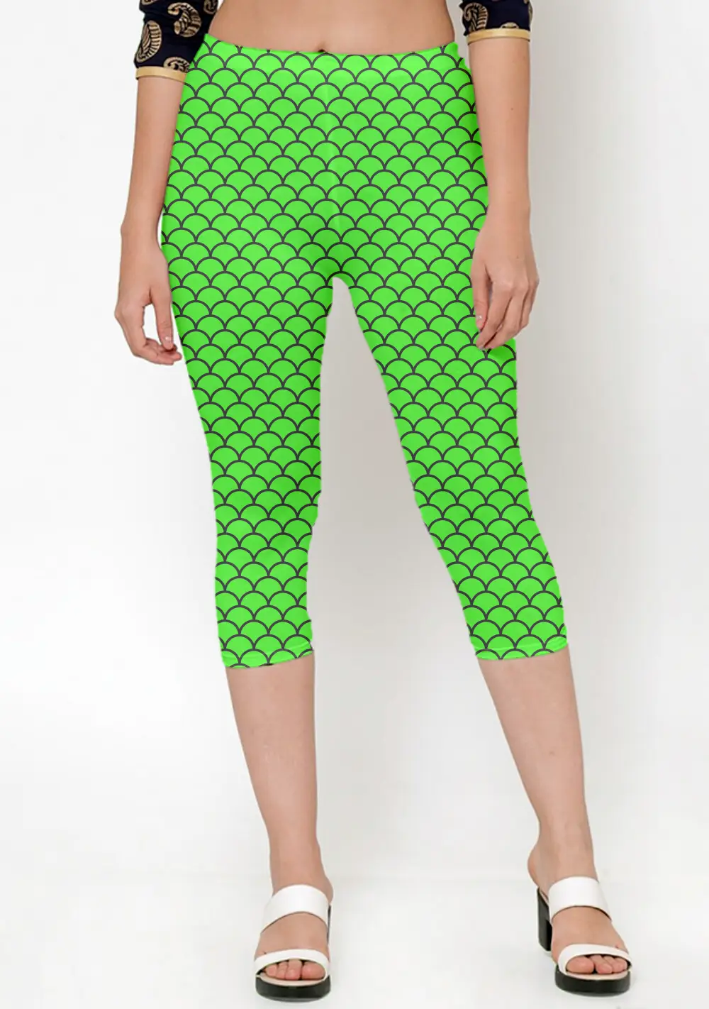 Shells Prints Mint Green Women Capri Leggings Pant
