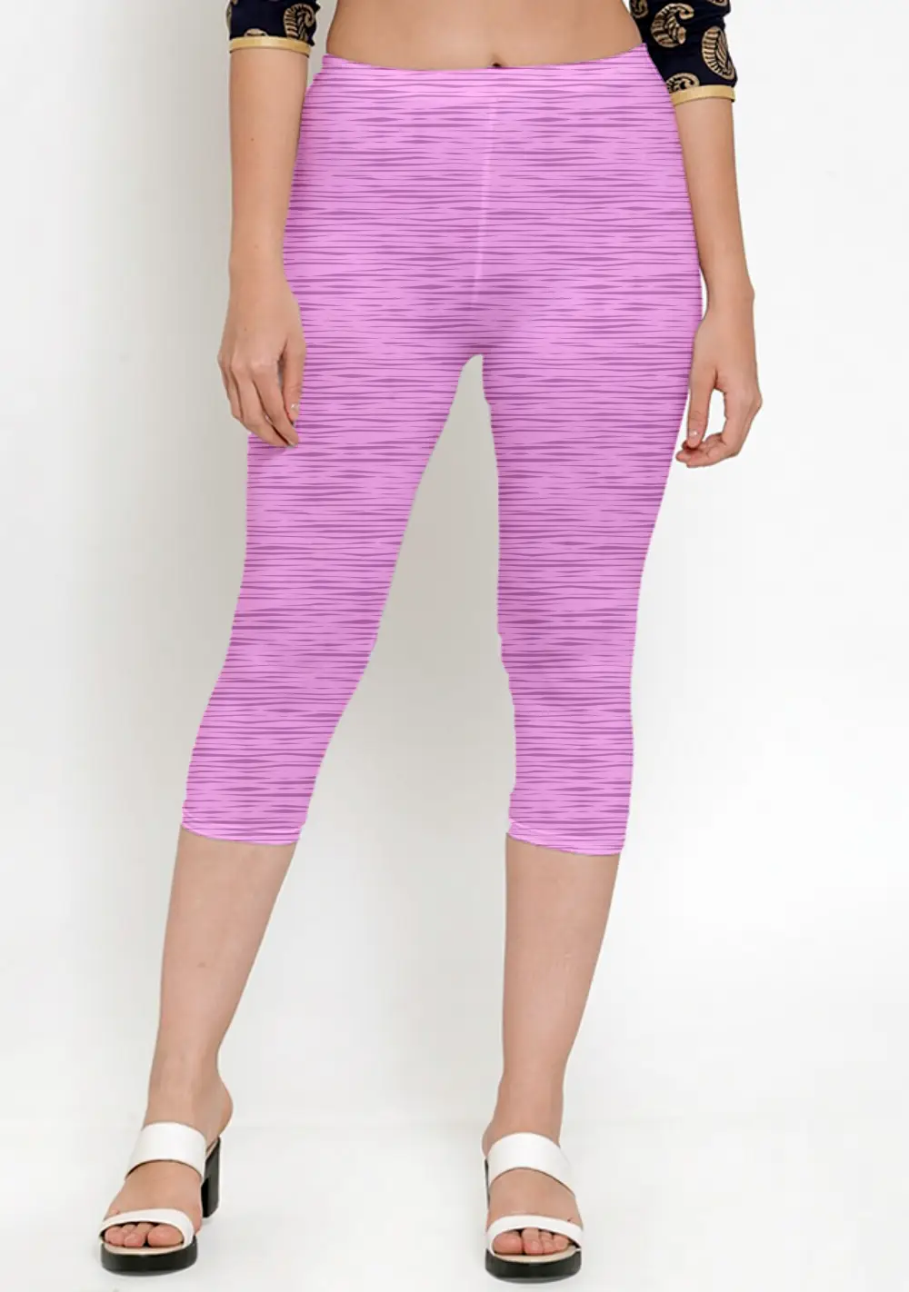 3/4 Casual Magenta Women Capri Leggings Pant