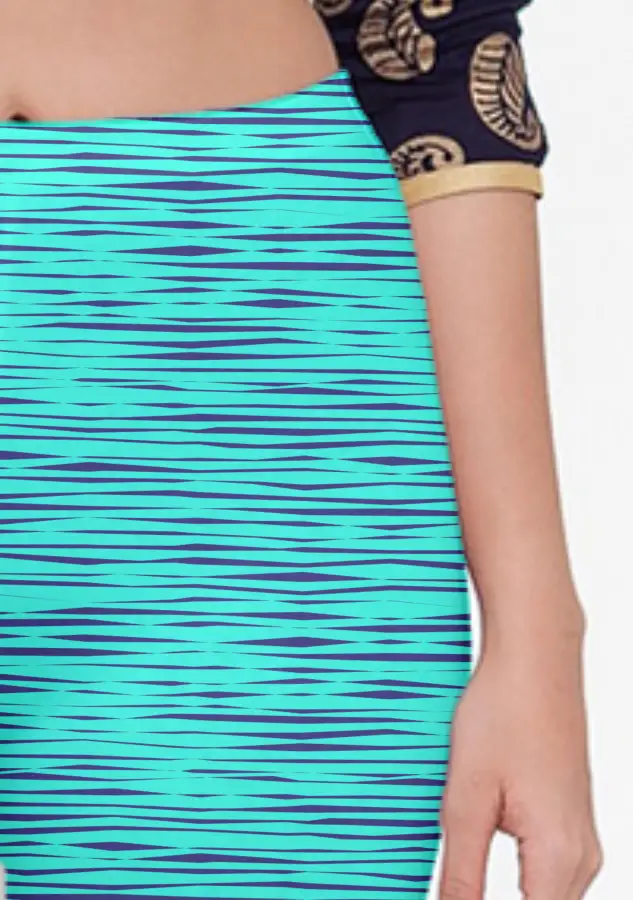 3/4 Casual Green Women Capri Leggings Pant - Image 3