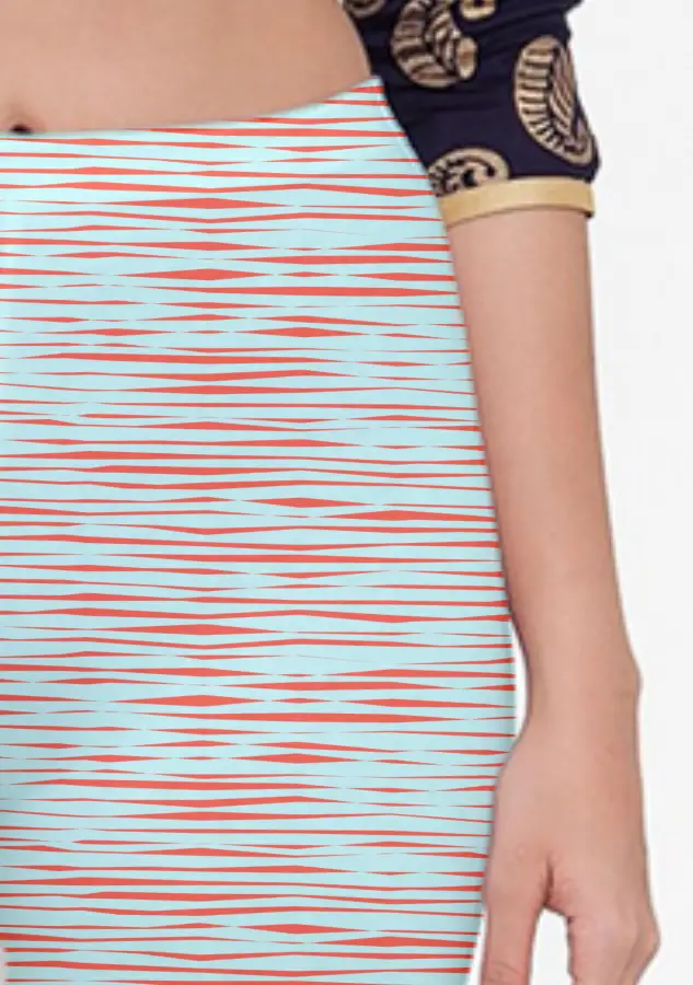 3/4 Casual Sky Blue Women Capri Leggings Pant - Image 2