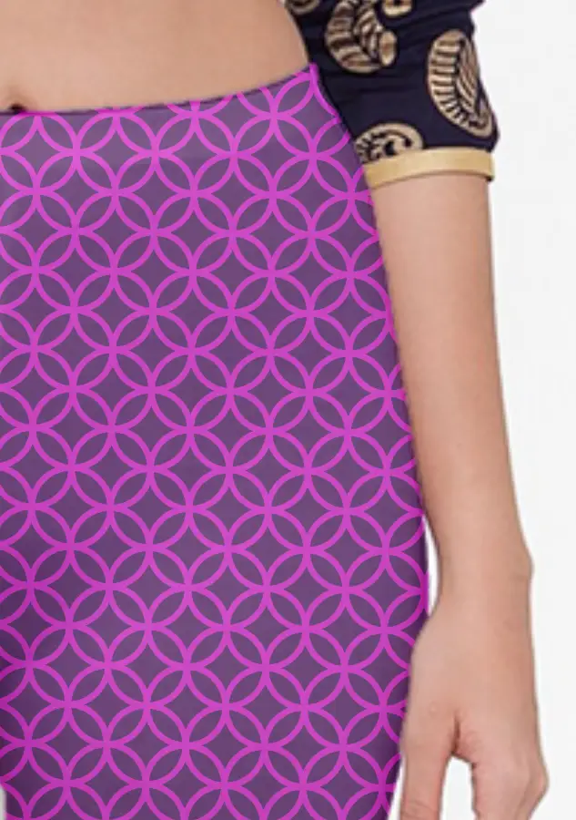 Jali Print Purple Women Capri Leggings Pant - Image 2