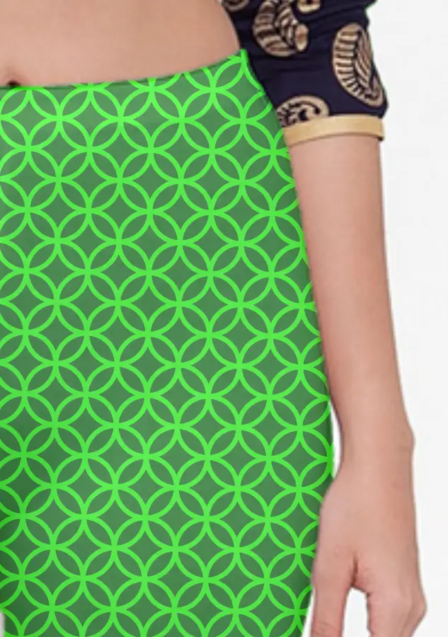 Jali Print Green Women Capri Leggings Pant - Image 2