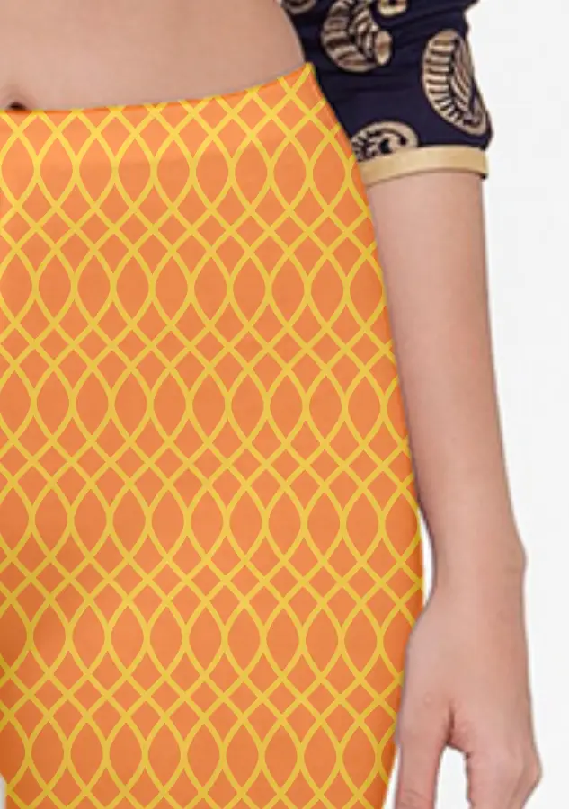 Stretchable Premium Elastane Lycra Orange Women Capri Leggings Pant - Image 2