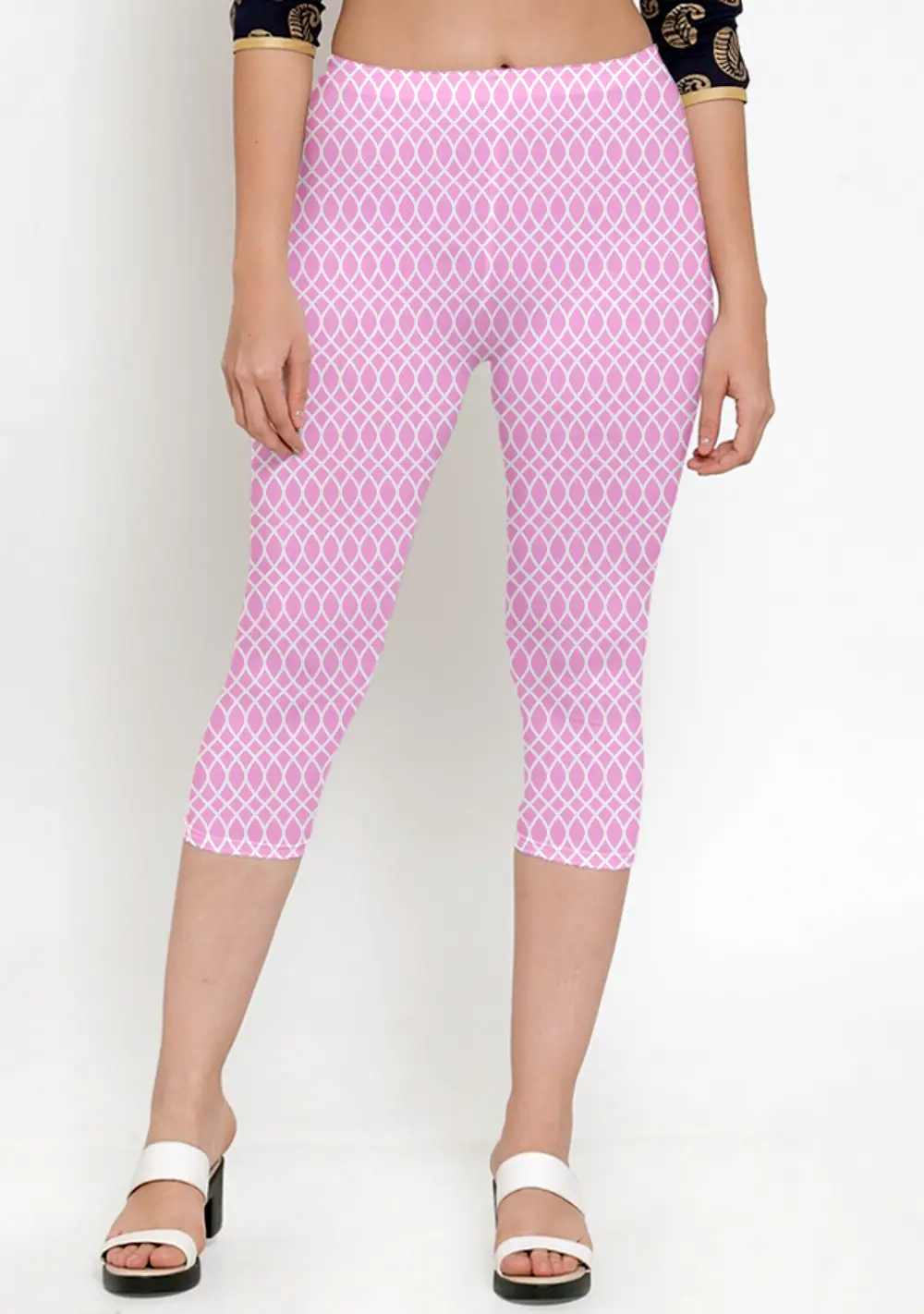 Stretchable Premium Elastane Lycra Pink Women Capri Leggings Pant