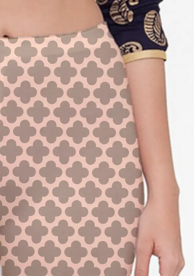 Casual Abstract Print Cream Color Women Capri Leggings Pant - Image 2