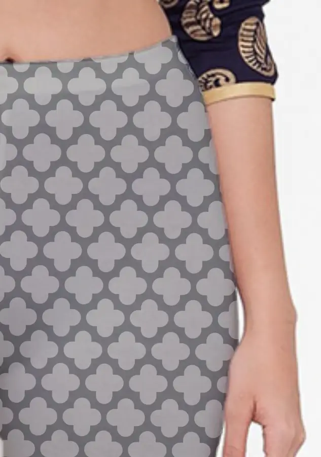 Casual Abstract Print Grey Women Capri Leggings Pant - Image 2